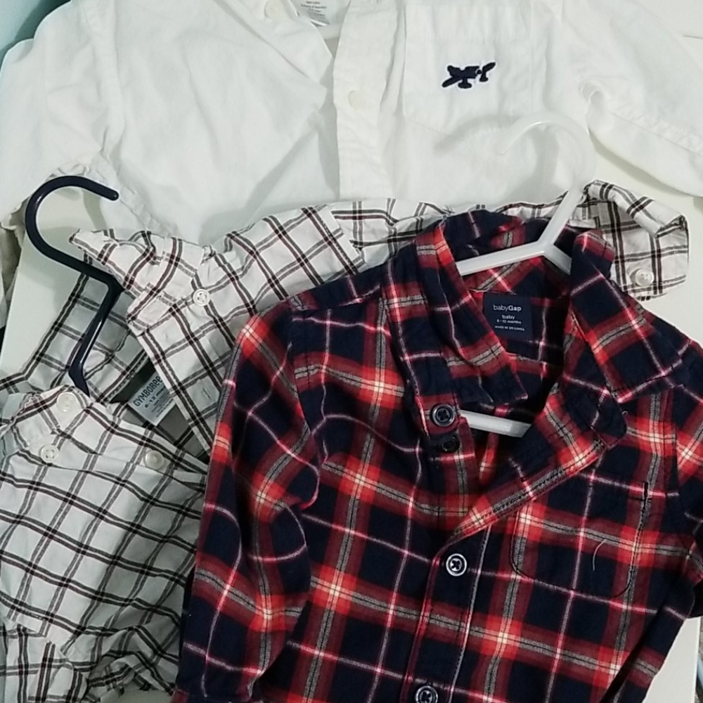 6-12m Button up shirts lot of 3 gap and gymboree